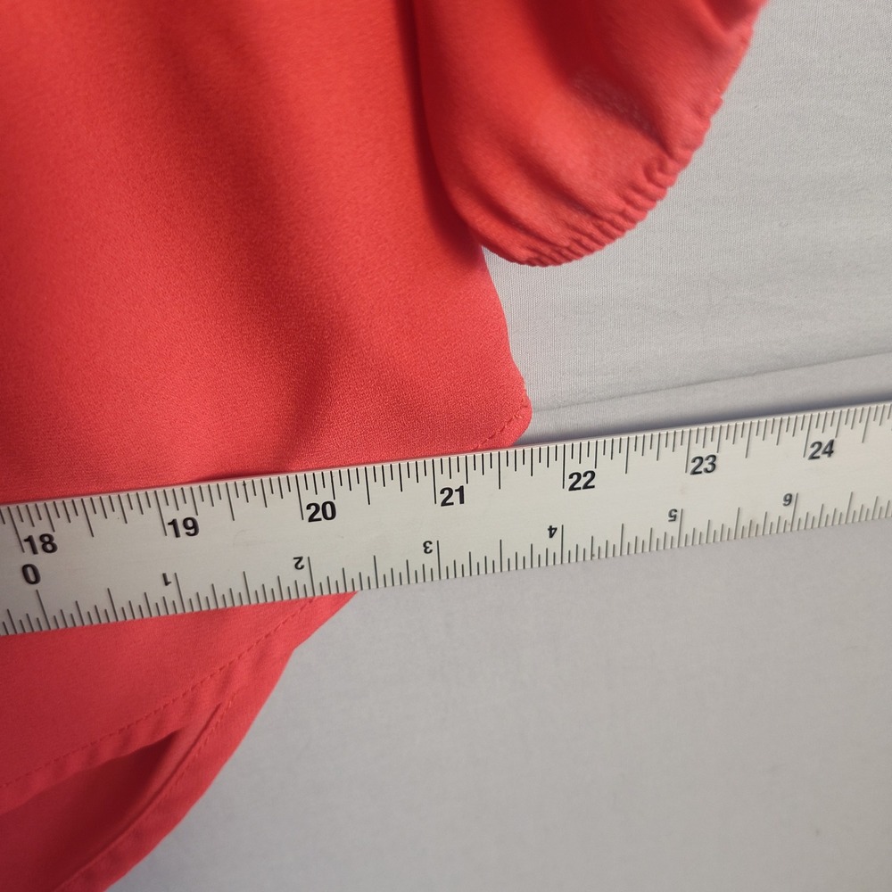 Pleione Womens Coral Pink Split Neck 3/4 Sleeve High Low Blouse Size L - Picture 7 of 9
